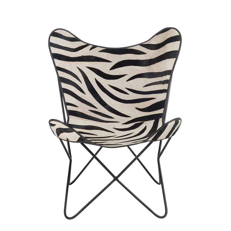 Fauteuil papillon cuir zèbre design - Cow