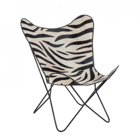 Fauteuil papillon en cuir zèbre design - Cow