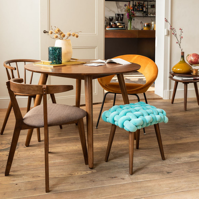 Table de salle à manger ronde vintage en bois foncé - Marta