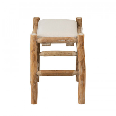 Tabouret en bois et coussin blanc - Gali