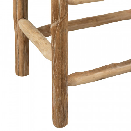 Tabouret en bois naturel et coussin blanc - Gali 