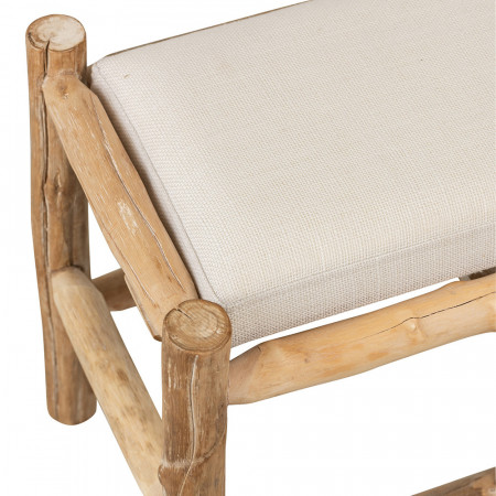 Tabouret en bois et coussin blanc - Gali