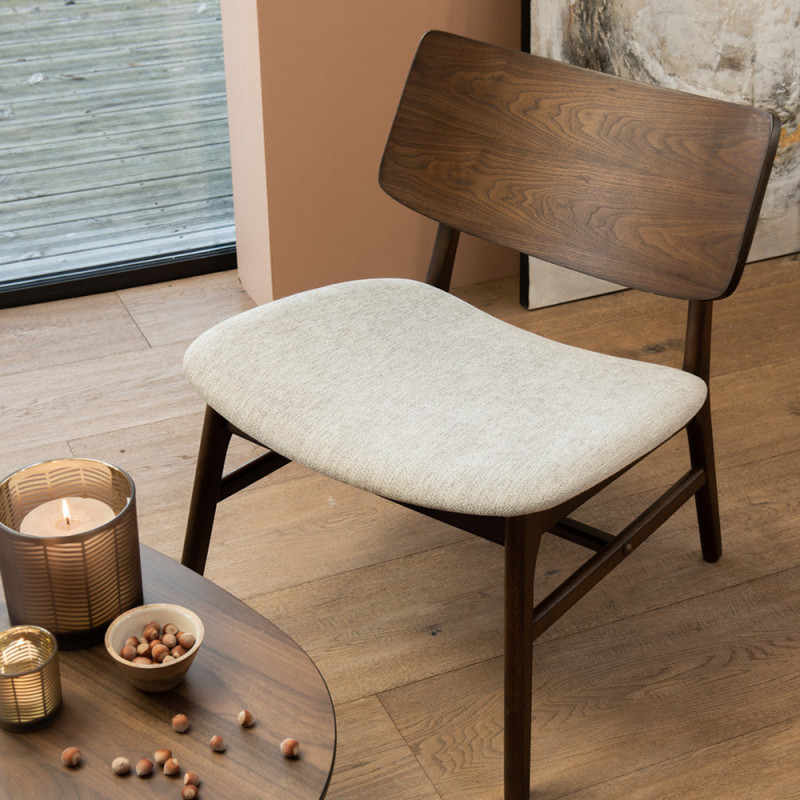 Fauteuil vintage scandinave tissu beige - Marta