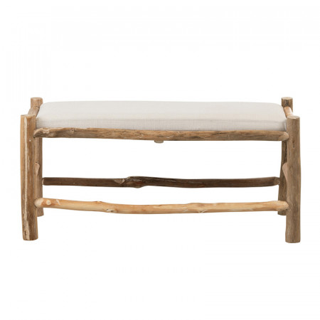 Banc en bois naturel et coussin blanc - Gali