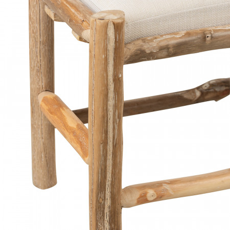 Banc bout de lit en bois naturel et coussin blanc - Gali 