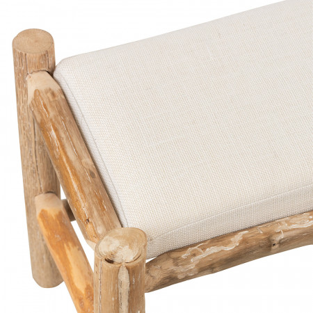 Banc bout de lit en bois naturel et coussin blanc - Gali 