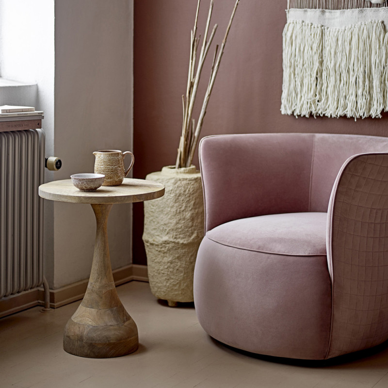 Fauteuil velours rose design pivotant Bloomingville - Marini