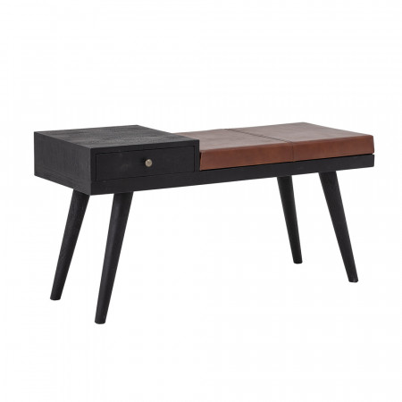 Banc d'entrée noir et cuir Bloomingville - Leath