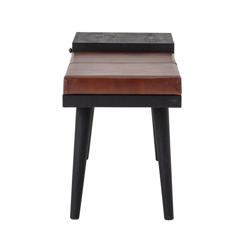 Petit banc d'entrée avec tiroir noir et cuir Bloomingville - Leath
