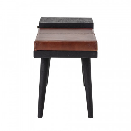 Petit banc d'entrée avec tiroir noir et cuir Bloomingville - Leath