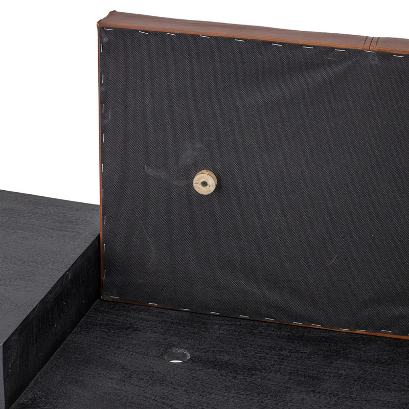 Petit banc d entrée noir et cuir Bloomingville - Leath 