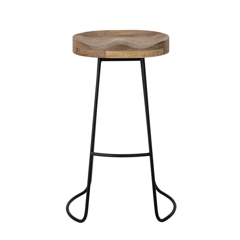 Tabouret de bar bois et métal design sans dossier Bloomingville - Vany