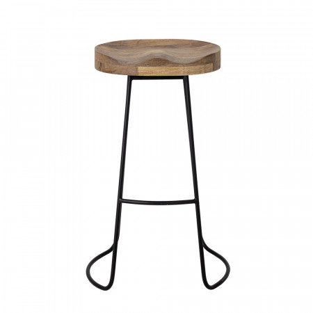 Tabouret de bar bois et métal design sans dossier Bloomingville - Vany