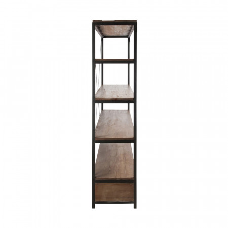 Bibliothèque industrielle en bois métal 5 étagères et 2 tiroirs - Sofia