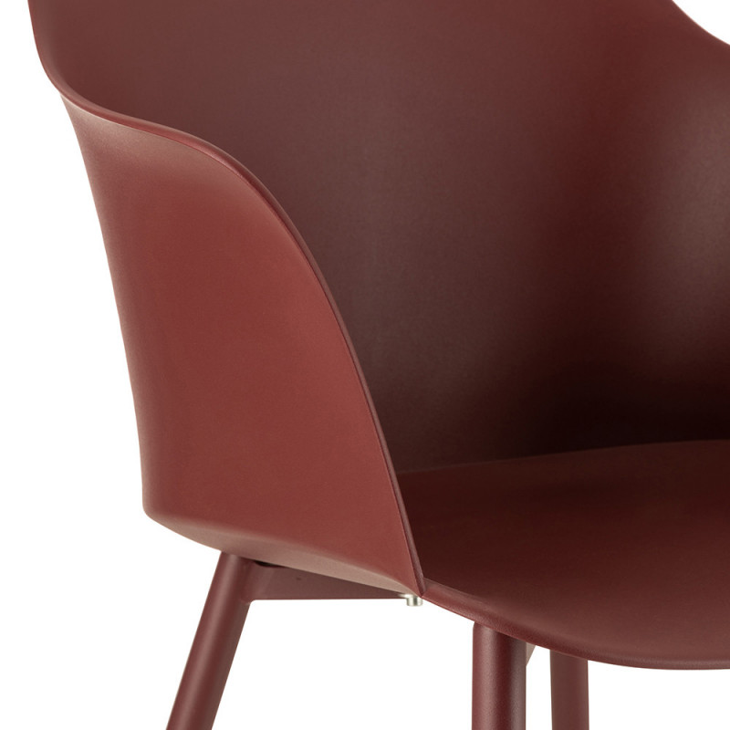 Chaise de cuisine bordeaux en polypropylène avec accoudoirs - Payo 