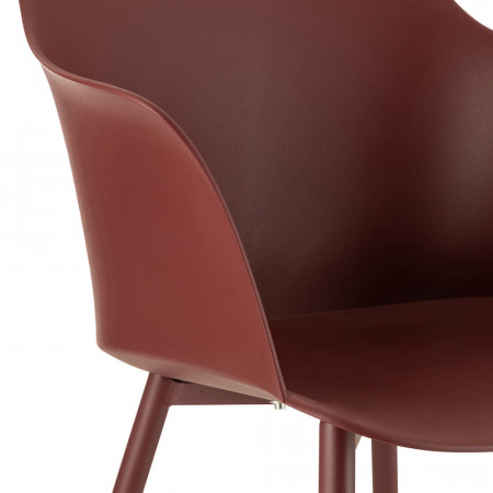Chaise de cuisine bordeaux en polypropylène avec accoudoirs - Payo 