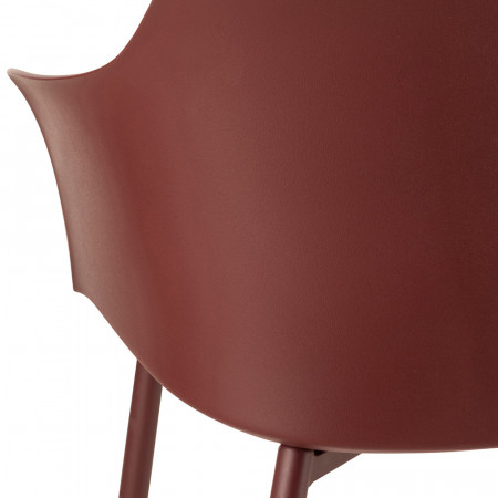 Chaise de cuisine bordeaux en polypropylène avec accoudoirs - Payo 