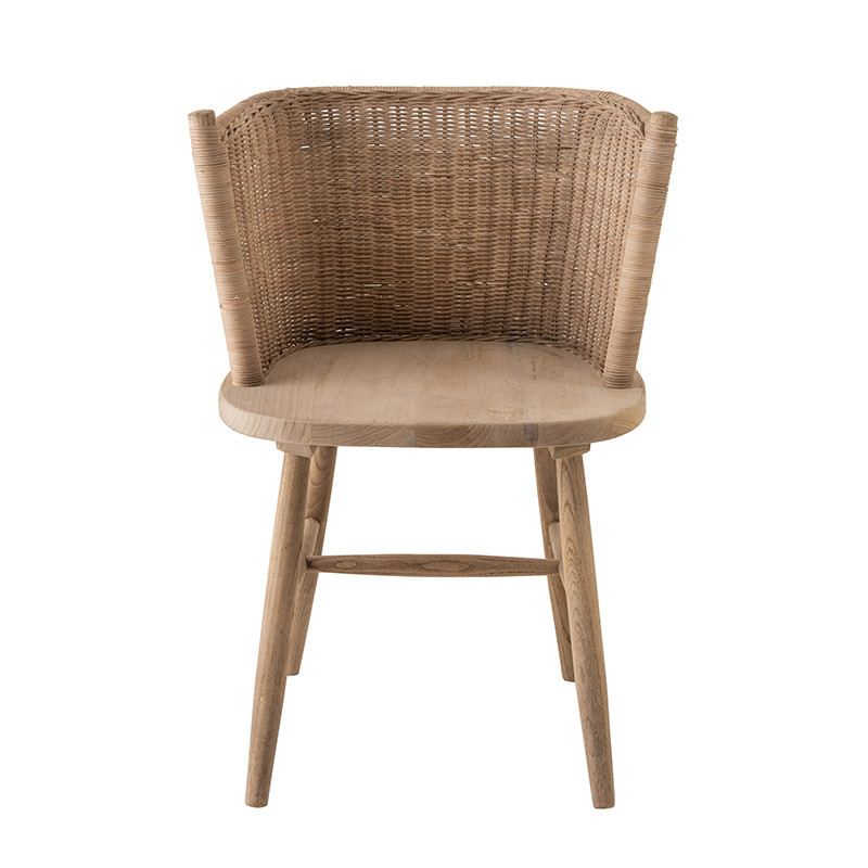 Chaise en bois et rotin design - Elvi
