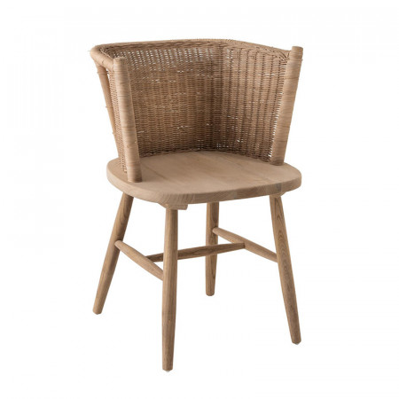 Chaise bois et rotin design - Elvi