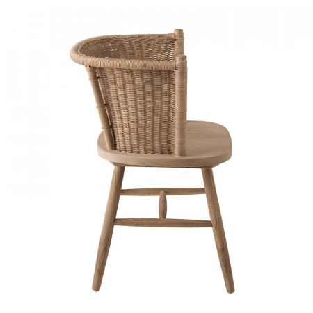 Chaise design en bois et rotin - Elvi