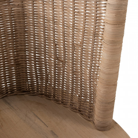 Chaise en bois naturel et rotin design - Elvi