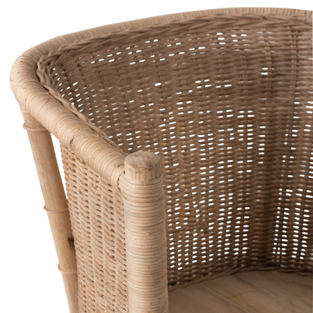 Chaise en bois et rotin design style nature - Elvi