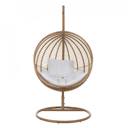 Fauteuil oeuf de jardin en résine imitation rotin suspendu - Jardy