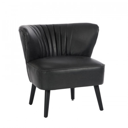 Fauteuil club en cuir noir vintage - Clays