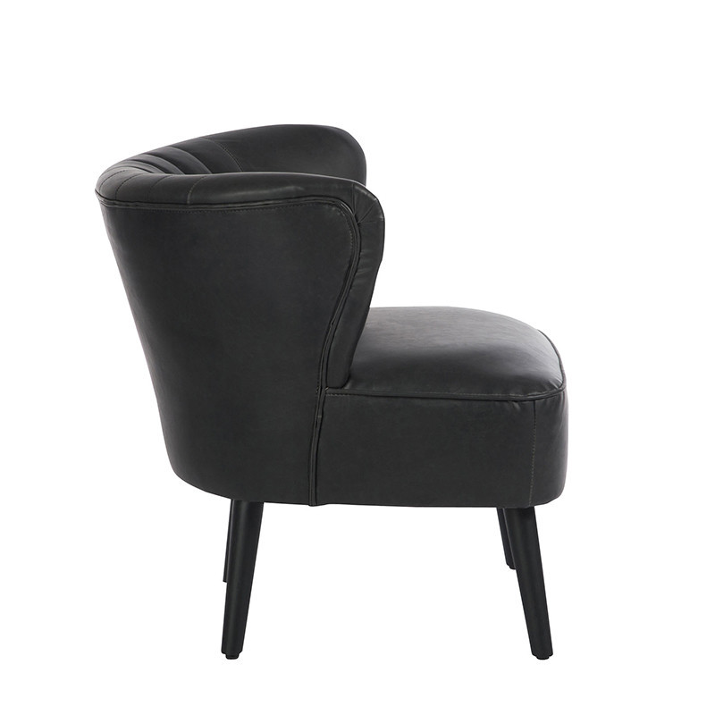 Fauteuil club vintage en cuir noir - Clays