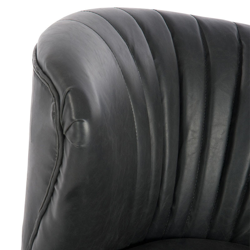 Fauteuil en cuir noir club vintage - Clays