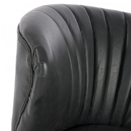 Fauteuil en cuir noir club vintage - Clays
