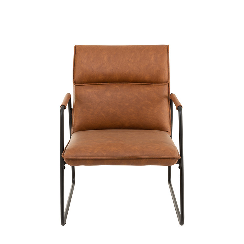 Fauteuil industriel cuir cognac - Arke