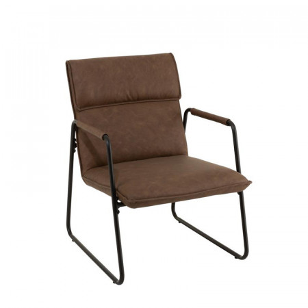 Fauteuil en cuir marron industriel - Arke