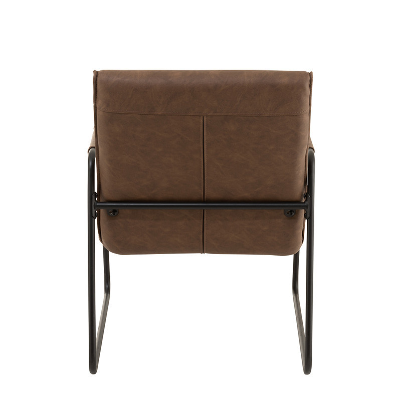 Fauteuil style industriel cuir marron industriel - Arke