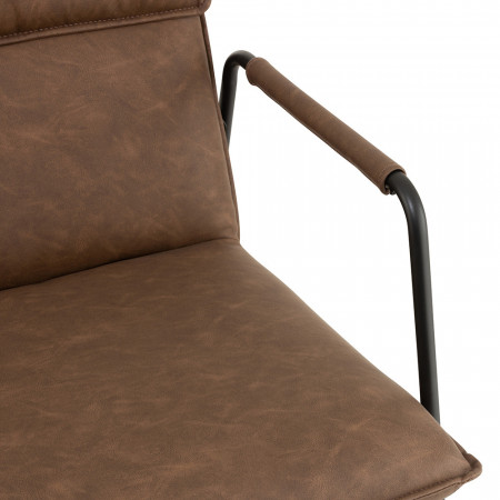 Fauteuil simili cuir marron industriel - Arke