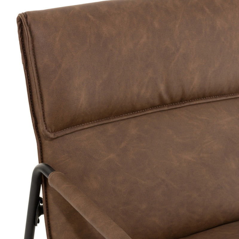 Fauteuil en simili cuir marron industriel - Arke