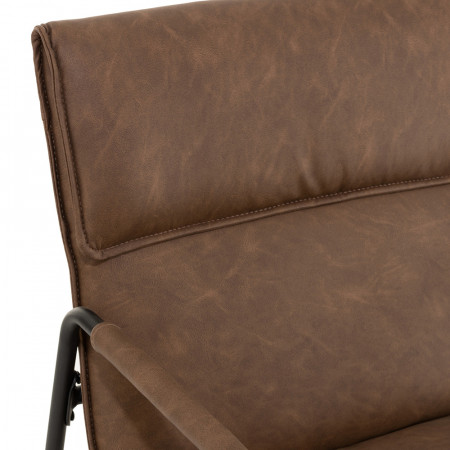 Fauteuil en simili cuir marron industriel - Arke