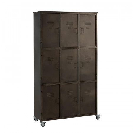 Meuble d'atelier métal noir 9 casiers sur roulettes - Ria