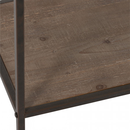 Meuble console en verre, bois et métal noir avec tiroir - Boli