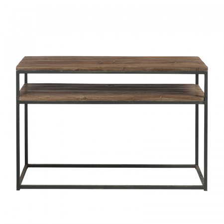 Console meuble en bois métal avec 2 étagères - Sofia