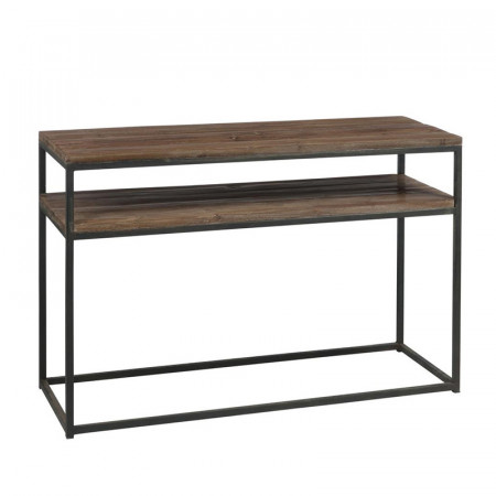 Meuble console en bois métal avec 2 étagères - Sofia