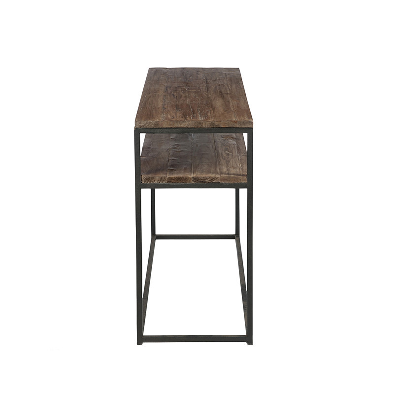 Meuble console bois et métal avec 2 étagères - Sofia