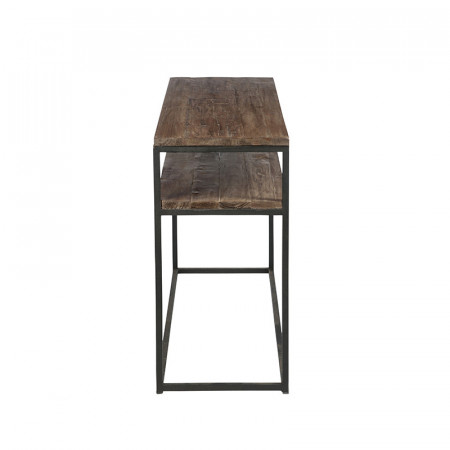 Meuble console bois et métal avec 2 étagères - Sofia