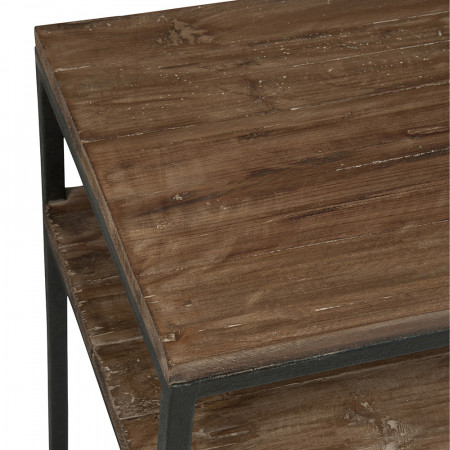 Console meuble bois métal avec 2 étagères - Sofia 