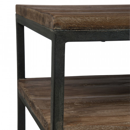 Console meuble bois métal avec 2 étagères - Sofia 