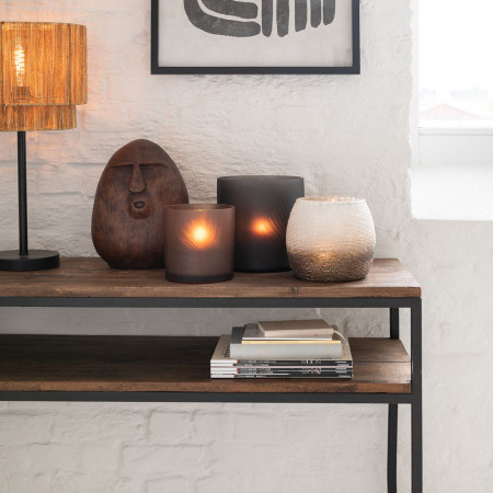 Console meuble bois et métal avec 2 étagères - Sofia