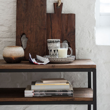 Meuble console bois métal avec 2 étagères - Sofia