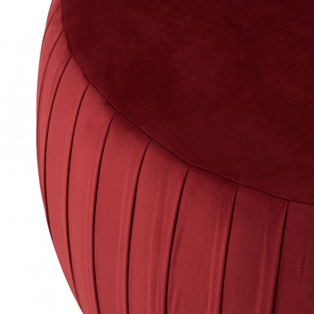 Pouf en velours bordeaux rond - Badi 