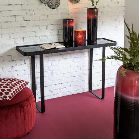 Pouf rond en velours bordeaux - Badi