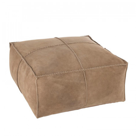 Pouf carré beige en cuir - Jane